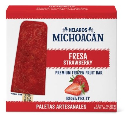 Helados Michoacán Fresa (Strawberry) paletas 6-pack box