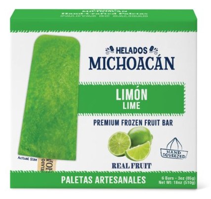 Helados Michoacán Limón (Lime) paletas 6-pack box