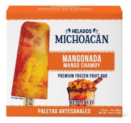 Helados Michoacán Mangonada (Mango Chamoy) paletas 6-pack box