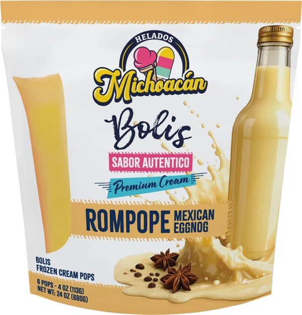 Helados Michoacán Rompope (Mexican Eggnog) bolis 6-pop bag