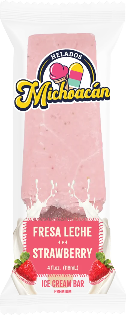 Helados Michoacán Fresa Leche (Strawberry) ice cream bar