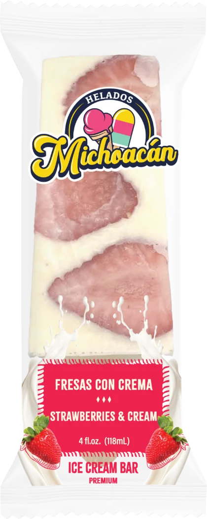Helados Michoacán Fresas con Crema (Strawberries & Cream) ice cream bar
